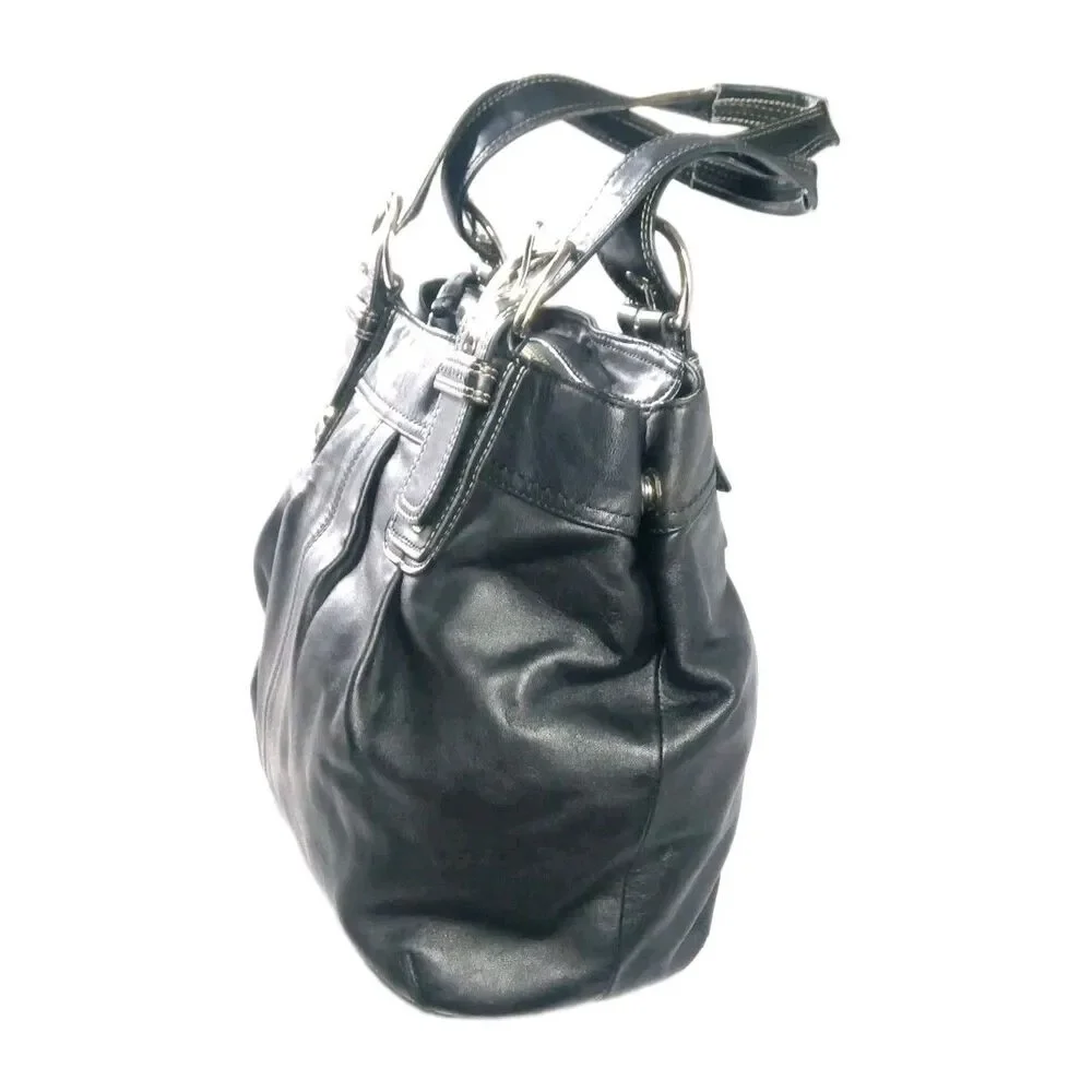 Coach Soho Pleated Black Leather Tote Bag F15045 Vintage Y2K